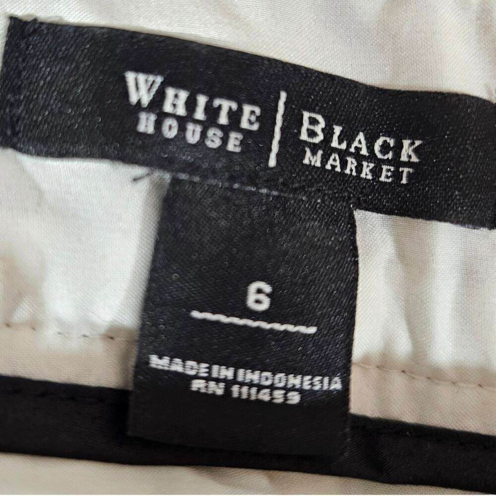 White House Black Market Wool Blend Skirt Plaid Black / Cream Size 6 - Picture 3 of 4